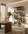 Morris Black Metal & Solid Mango Wood 6 Tier Shelving Unit