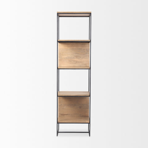 Morris Black Metal & Solid Mango Wood Shelving Unit -2