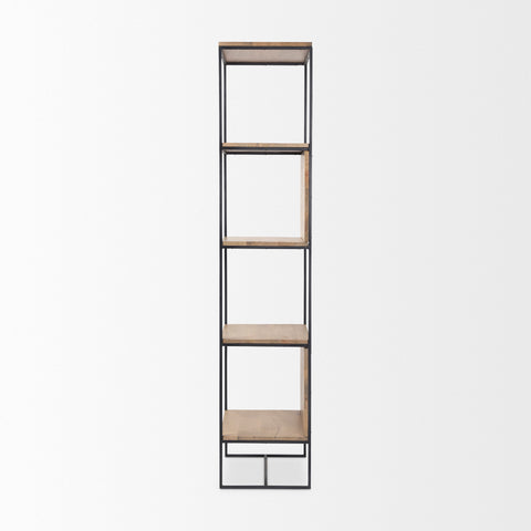Morris Black Metal & Solid Mango Wood Shelving Unit -3