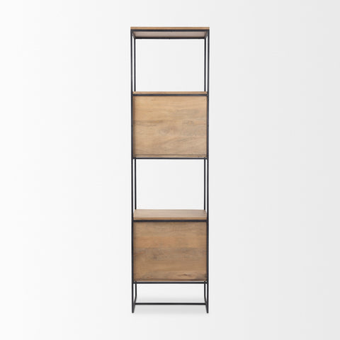 Morris Black Metal & Solid Mango Wood Shelving Unit -4