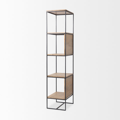 Morris Black Metal & Solid Mango Wood Shelving Unit -5