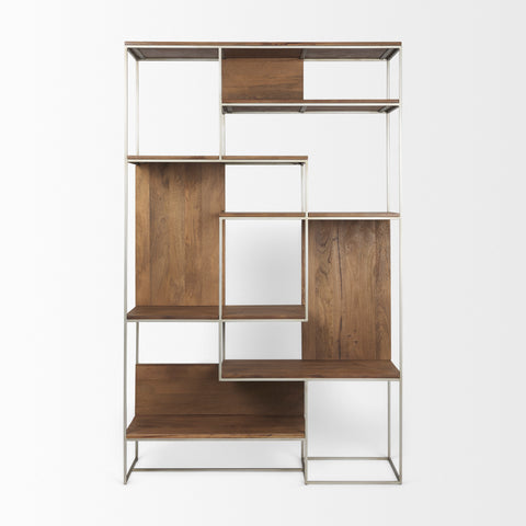 Morris Silver Metal & Solid Mango Wood 6 Tier Shelving Unit -2