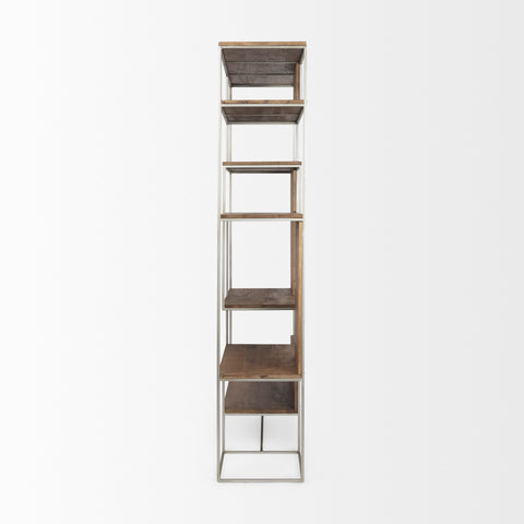 Morris Silver Metal & Solid Mango Wood 6 Tier Shelving Unit -3