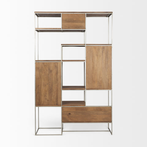 Morris Silver Metal & Solid Mango Wood 6 Tier Shelving Unit -4