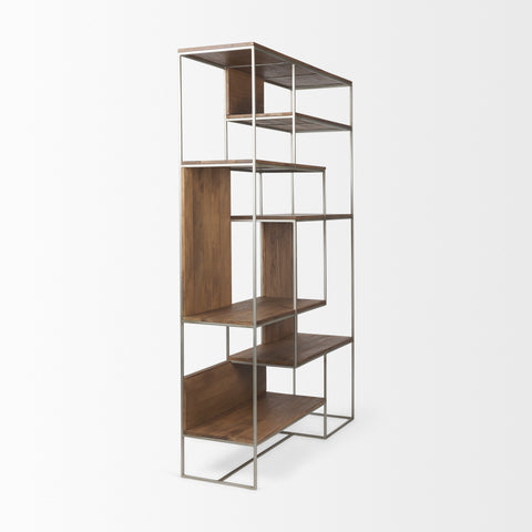 Morris Silver Metal & Solid Mango Wood 6 Tier Shelving Unit -5