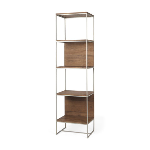 Morris Silver Metal & Solid Mango Wood Shelving Unit -1