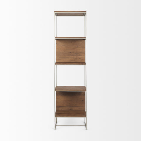 Morris Silver Metal & Solid Mango Wood Shelving Unit -2