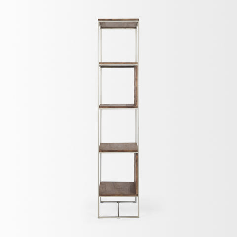Morris Silver Metal & Solid Mango Wood Shelving Unit -3