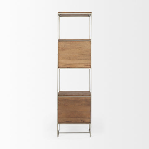 Morris Silver Metal & Solid Mango Wood Shelving Unit -4