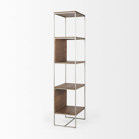 Morris Silver Metal & Solid Mango Wood Shelving Unit -5