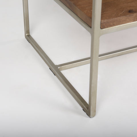 Morris Silver Metal & Solid Mango Wood Shelving Unit -8