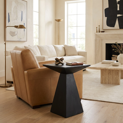 Moulin Sandblasted Black Mango Wood End Table 
