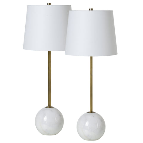 Naomi White Marble Table Lamps (Set of 2) -1