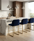 Nevin Blue Modern Upholstered Counter Stool 