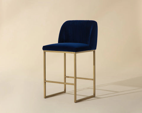 Nevin Blue Modern Upholstered Counter Stool -1