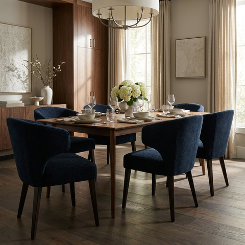 Niles Navy Upholstered Dining Chair - Mercana