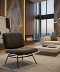Nora Charcoal Fabric & Matte Black Metal Accent Chair 