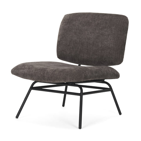Nora Charcoal Fabric & Matte Black Metal Accent Chair -1