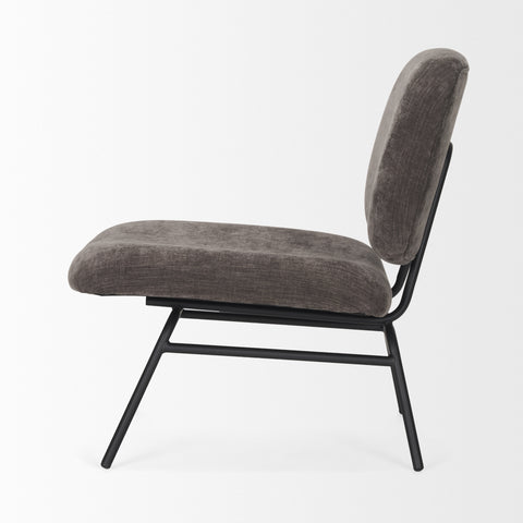 Nora Charcoal Fabric & Matte Black Metal Accent Chair -3