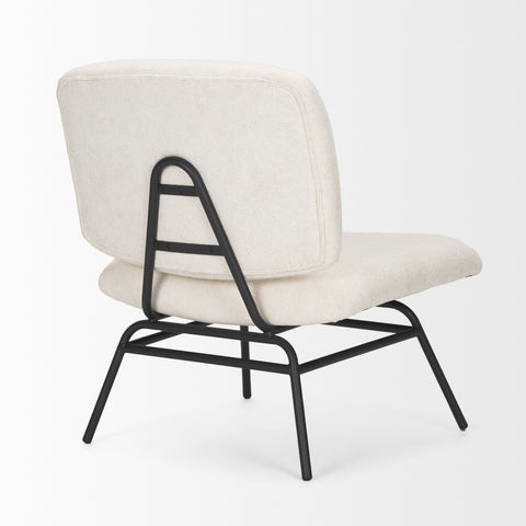 Nora Cream Fabric & Matte Black Metal Accent Chair-5