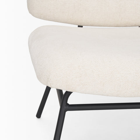 Nora Cream Fabric & Matte Black Metal Accent Chair-7