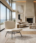 Nora Cream Fabric & Matte Black Metal Accent Chair 