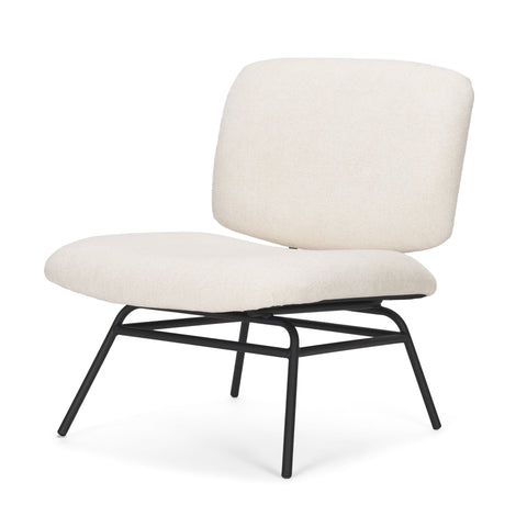 Nora Cream Fabric & Matte Black Metal Accent Chair -1