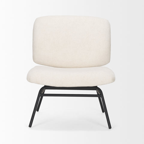 Nora Cream Fabric & Matte Black Metal Accent Chair -2