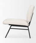 Nora Cream Fabric & Matte Black Metal Accent Chair -3