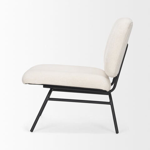 Nora Cream Fabric & Matte Black Metal Accent Chair -3