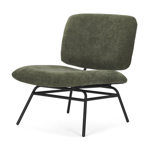 Nora Forest Green Fabric & Matte Black Metal Accent Chair -1