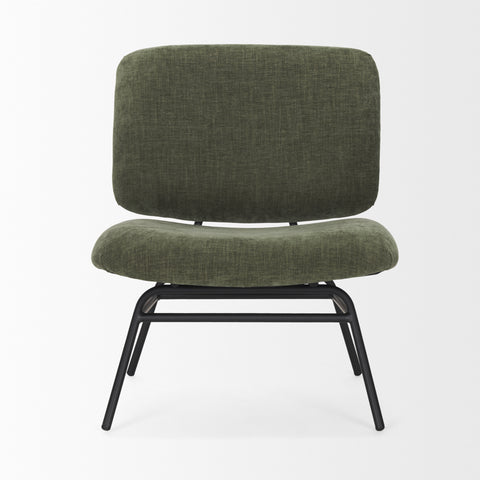 Nora Forest Green Fabric & Matte Black Metal Accent Chair -2