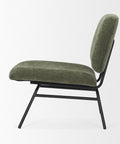 Nora Forest Green Fabric & Matte Black Metal Accent Chair -3