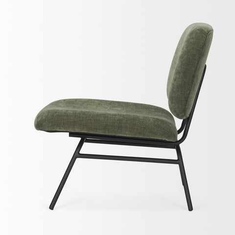 Nora Forest Green Fabric & Matte Black Metal Accent Chair -3