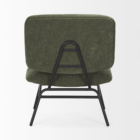 Nora Forest Green Fabric & Matte Black Metal Accent Chair -4
