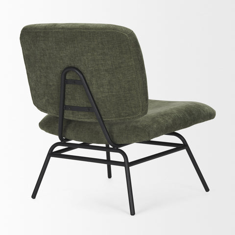 Nora Forest Green Fabric & Matte Black Metal Accent Chair -5