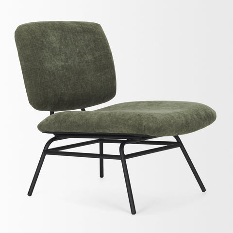 Nora Forest Green Fabric & Matte Black Metal Accent Chair -6