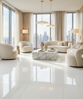 white polished floor tile