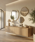 Nucleus Satin Brass Modern Wall Mirror Set of 3