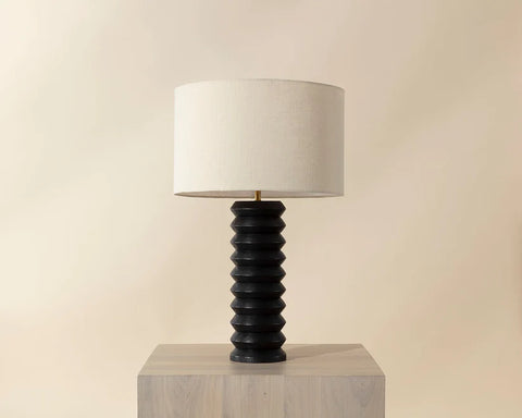 Oletto Matte Black Mango Wood Table Lamp -2