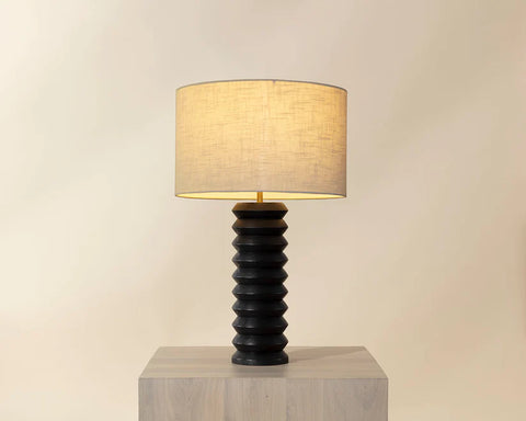 Oletto Matte Black Mango Wood Table Lamp -3