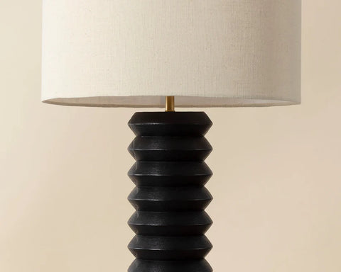 Oletto Matte Black Mango Wood Table Lamp -4