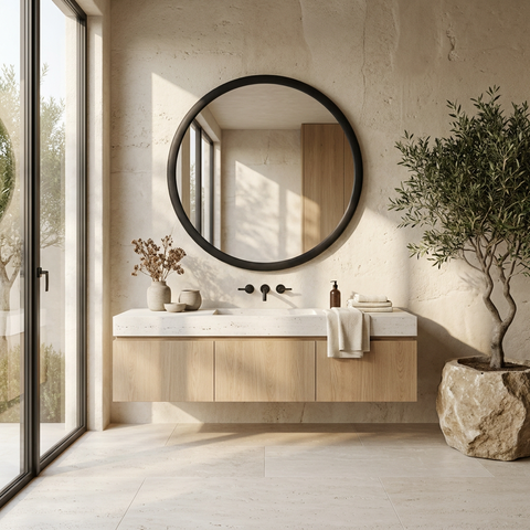 Olica Black Modern Wall Mirror 