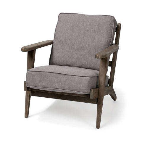 Olympus II Flint Gray Fabric & Brown Beechwood Accent Chair-1