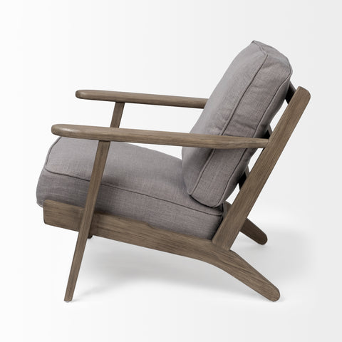 Olympus II Flint Gray Fabric & Brown Beechwood Accent Chair-3