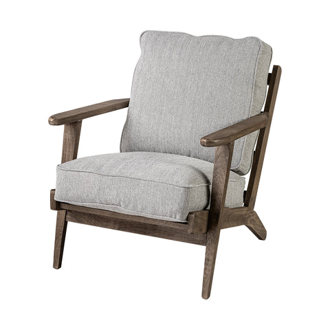 Olympus VI Frost Grey Performance Fabric & Brown Beechwood Accent Chair-1