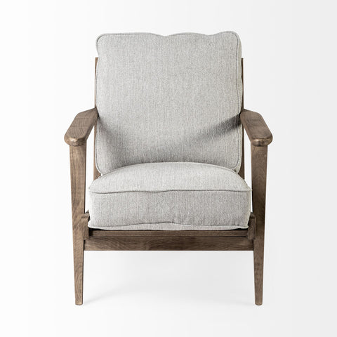 Olympus VI Frost Grey Performance Fabric & Brown Beechwood Accent Chair-2