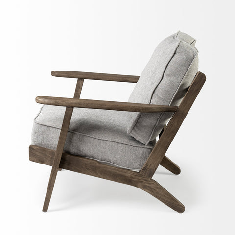 Olympus VI Frost Grey Performance Fabric & Brown Beechwood Accent Chair-5