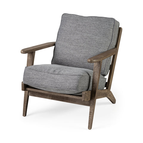 Olympus V Castlerock Grey Fabric & Brown Wood Accent Chair-1