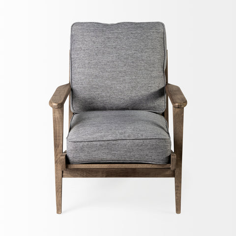 Olympus V Castlerock Grey Fabric & Brown Wood Accent Chair-2